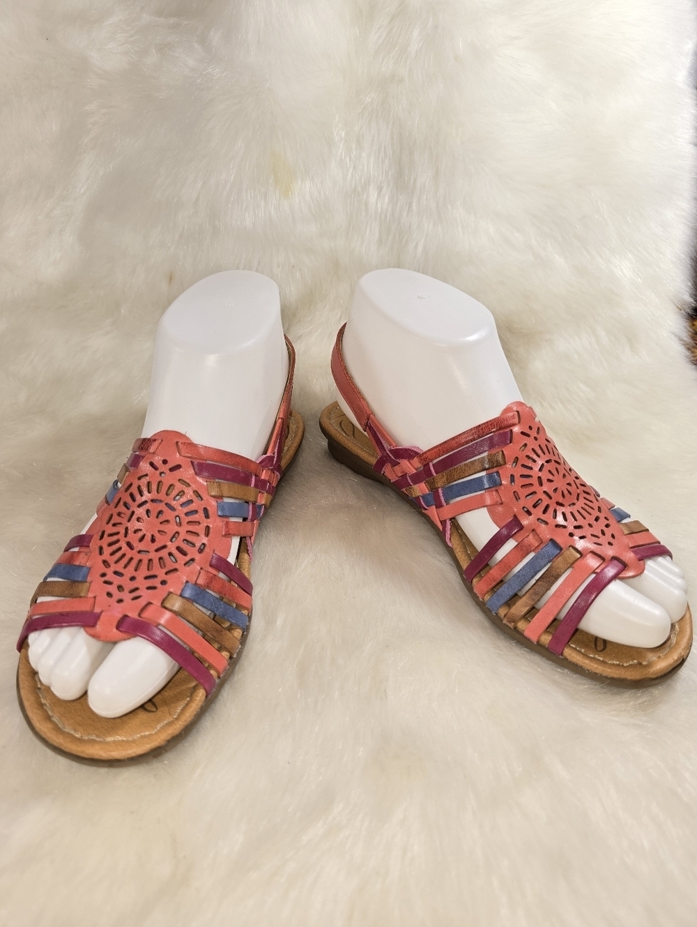Naturalizer Wendy Multicolor Strappy Slingback Leather Huarache-style Sandals